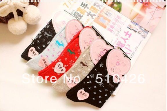 2012 new Christmas elk rabbit wool socks free shipping