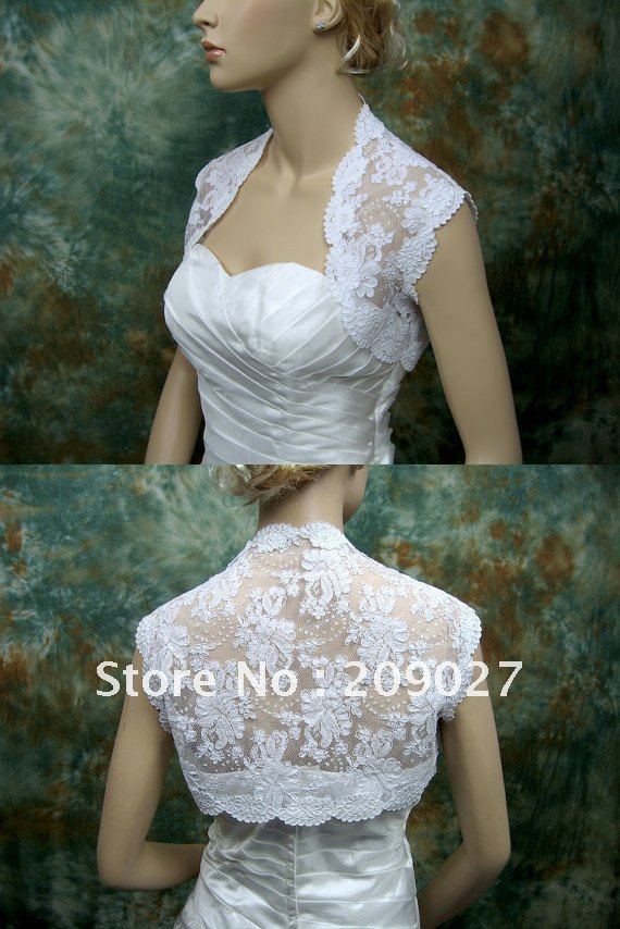 2012 New Customed Appliques Lace Tulle White/Ivory Waistcoat Jackets Shawls Wraps