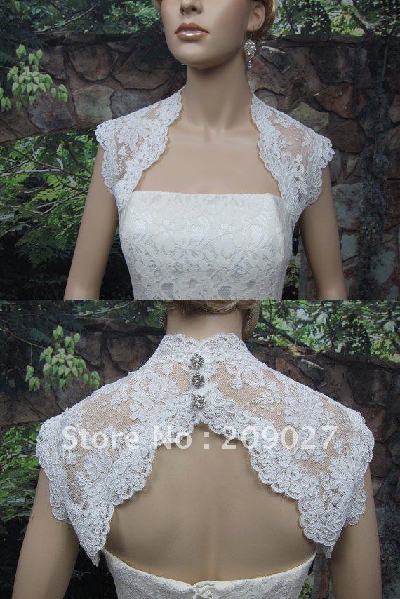 2012 New Customed Sleeveless Appliques Buttons Lace Backless White/Ivory Waistcoat Jackets Shawls Wraps