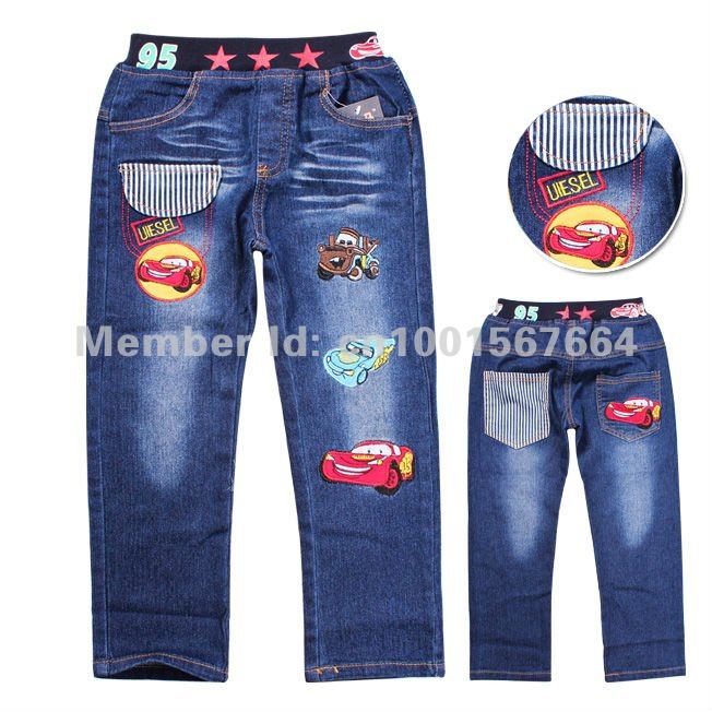 2012 NEW DESIGN baby kids jeans embroidery cartoon cars jeans long pants, denim kids trousers casual clothes FREE SHIPPING