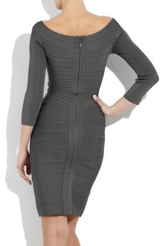 2012 new design  full silver grey pure color bandage celebrity dress,long sleeves
