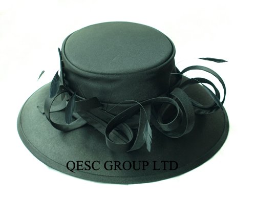 2012 NEW design ladies Satin dress hat/church hat/Formal hat with feathers,black color