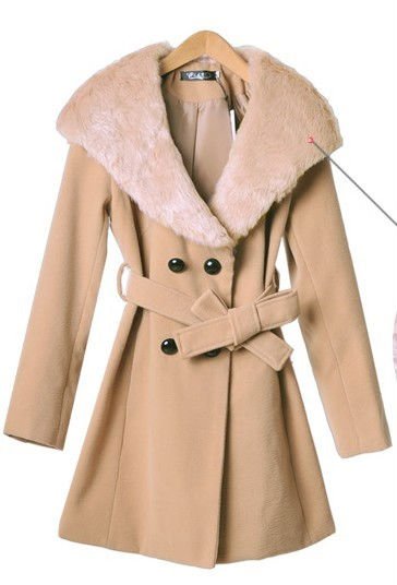 2012 new design women hot sell high quality Long light tan thin cashmere trench coat free shipping LJ079