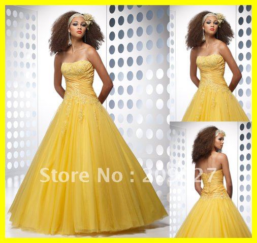 2012 New Designer Strapless Beaded Tulle Ball Quinceanera Gown Party Prom Dresses
