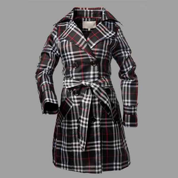 2012 New Elegant  Minigaga  Womens Long Sleeve Slim-fit Plaid Windbreaker Jacket Coat SIZE M/L/XL/XXL  Free Shipping