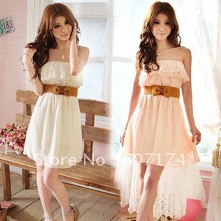 2012 New European style lady's dress,Ruffles,woman's one-piece dress with the belt,2 colors,GT0476