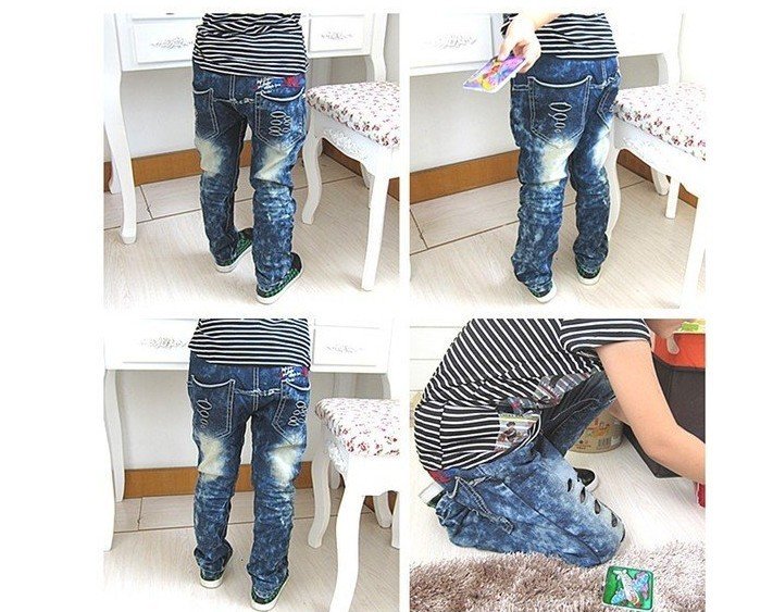 2012 New European style Unisexy kids Distrressed Denim jeans,boy's and girls jeans&pants,#1311,Free shiping