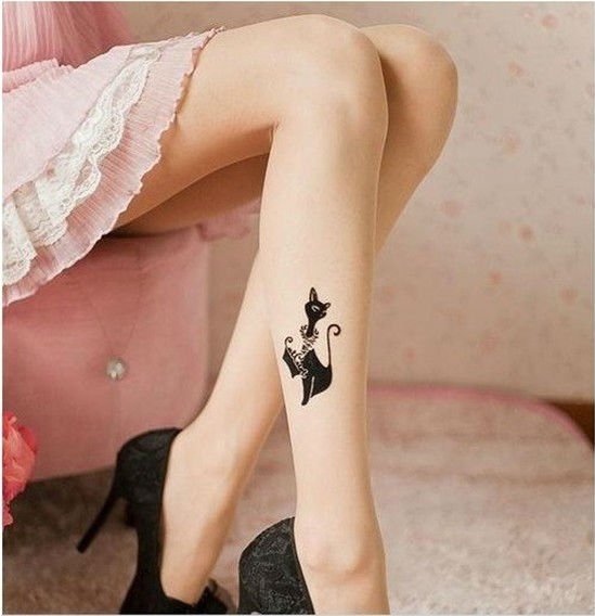 2012 New fashion 3-D Tattoo Stockings /Beige Leggings /Lace Socks /Cute Cats Style