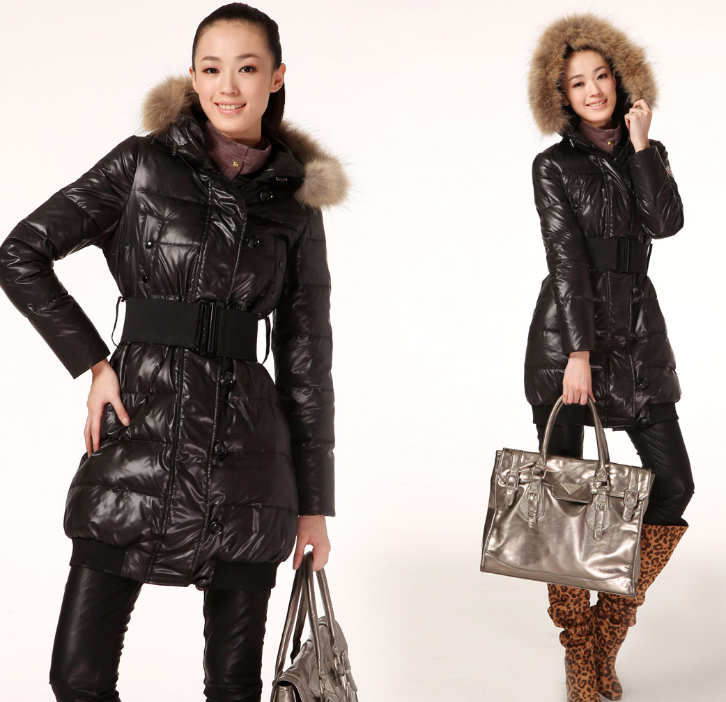 2012 NEW fashion brand Large fur collar brief all-match medium-long down coat /jacket/winter coat/winter jacket
