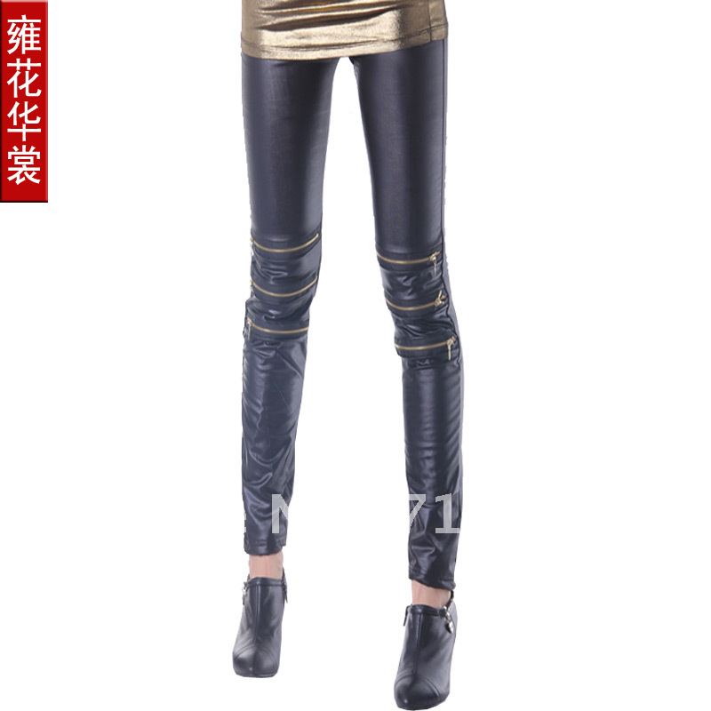2012 new fashion faux leather pants European and American leggings was thin zipper stitching warm pants, boots, pants