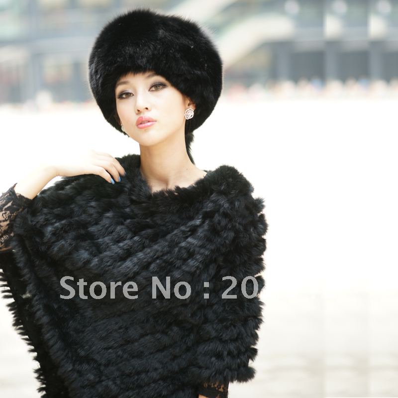 2012 new fashion female free shipping Rabbit fur knitted fur cape trigonometric pullover cloak Q121015-6