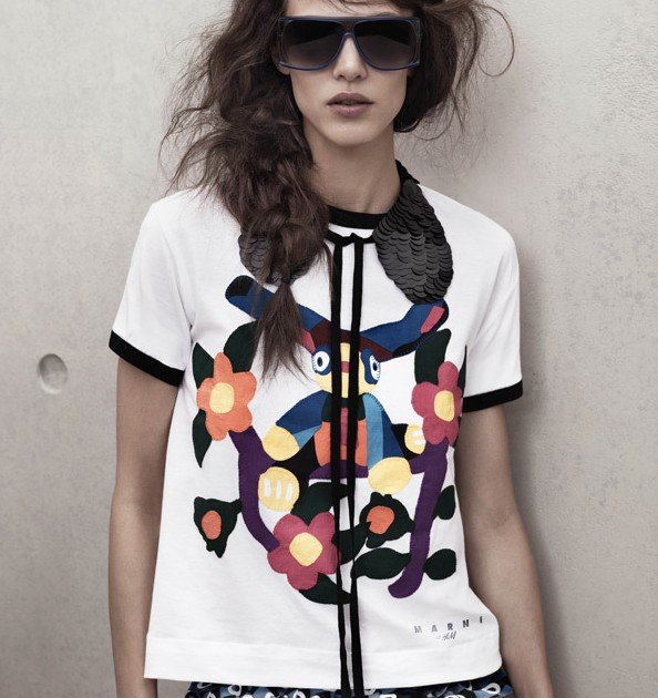 2012 new fashion h*m Womens' short sleeve T-Shirt with cartoon print O-neck casual style cute cozy high quality free shipping