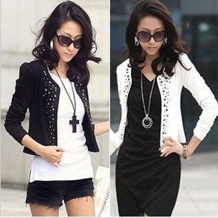 2012 New  Fashion ladies'  shitsuke long-sleeve hot fix rhinestone small coat /women's fashion short coat/outerwear S612