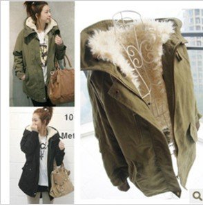 2012 new fashion military winter outerwear women, wind collars badge grow a loose large size cotton-padded  warm women jacket