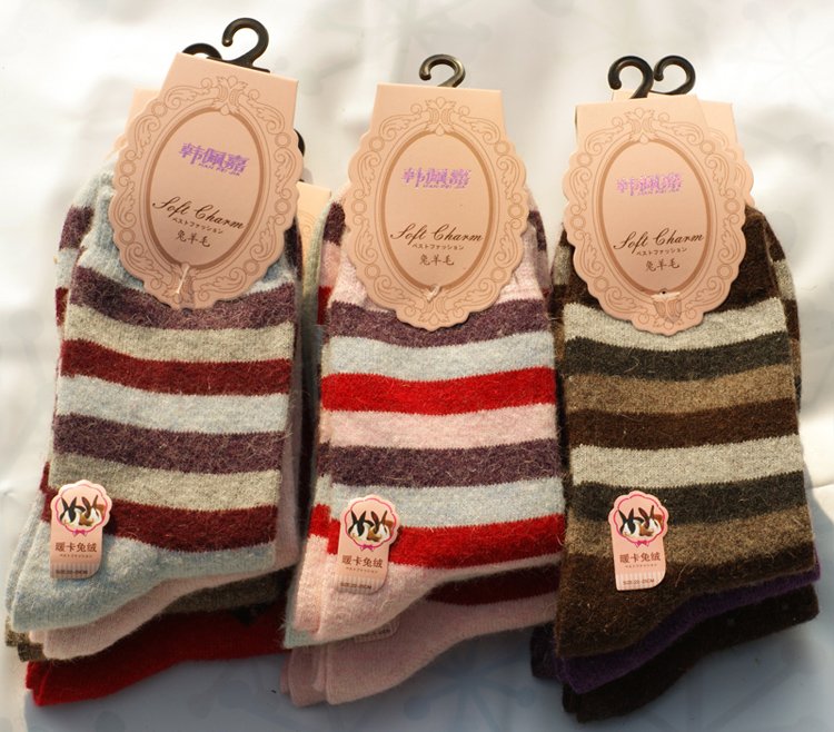 2012 new  Fashion /new design /winter women socks/wool socks&Angora socks/rainbow -wool socks