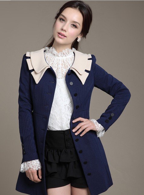 2012 New fashion Quality womens' Vintage double Petal collar Single Breasted Long Trench coat slim casual elegant S-XL