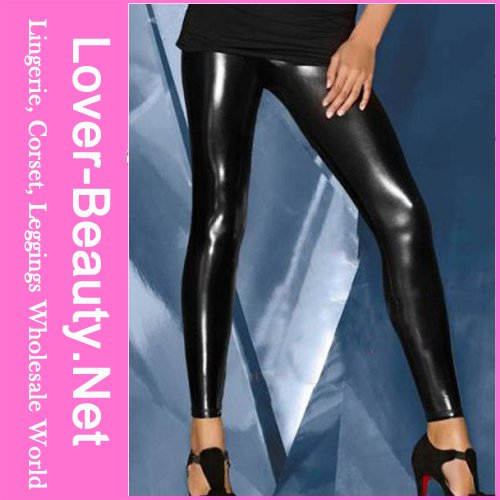 2012 New Fashion Sexy Black Liquid  Faux Leather Leggings for Women + Free Shipping + Fast Delivery ( LB13137)