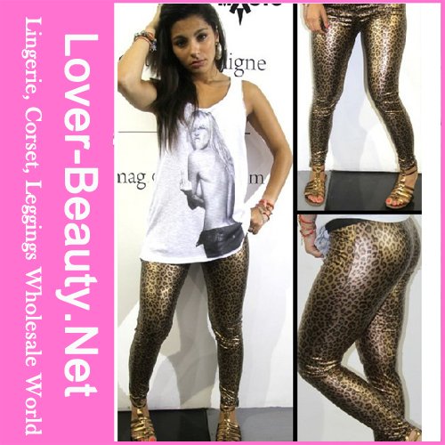 2012 New Fashion Sexy Faux Leather Plus Size Leopard Leggings for Women + Free Shipping + Fast Delivery ( M, XL, LB13138)
