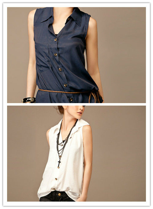 2012  NEW FASHION!SIMPLE OL VEST LONG SHIRT WITH THIN BELT 2COLOR SIZE S WF-0215