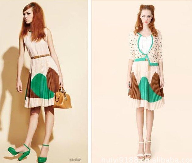2012 new  fashion  Vintage chiffon accordion pleated  dress elegant grace sleeveless Oneck print casual dress