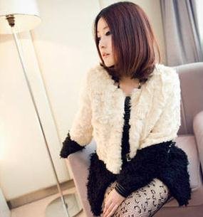 2012 new fashion winter High temperament Faux Fur Patchwork buttercup Cardigan coat ,c144