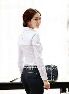 2012 new fashion women blouse ladies business shirt OL dress cotton long sleeve tops elegant White/black work shirts