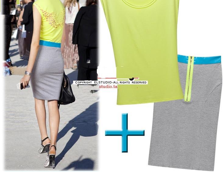 2012 new fashion women clothing sets,Slim piece  Slim T-Shirt+Hip half-leng dress