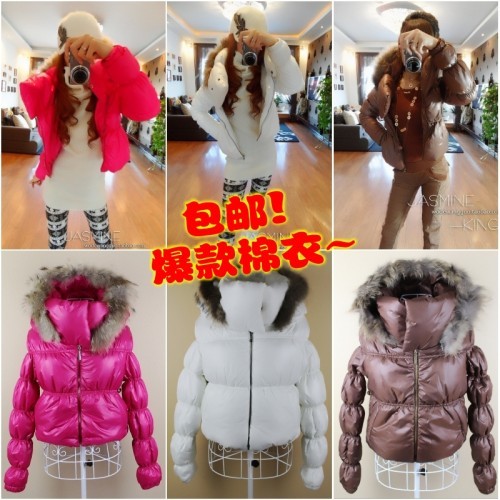 2012 New Fashion Women Cotton Padded Down Short Jacket Coat With Fur Collar  Hooded  Winter Wadded Parka Outwear