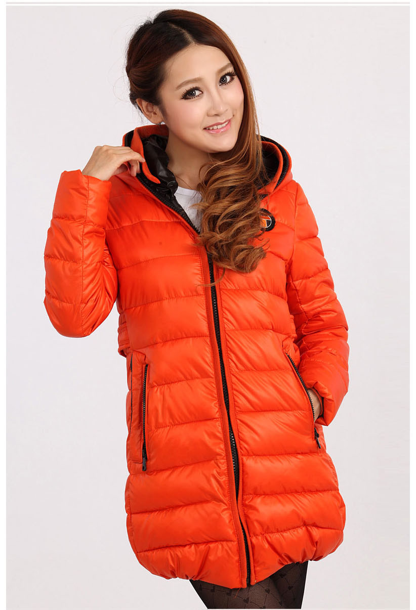 2012 new fashion women down jacket long trench coat Free shipping ladies winter warm padded hood overcoat thick clothing
