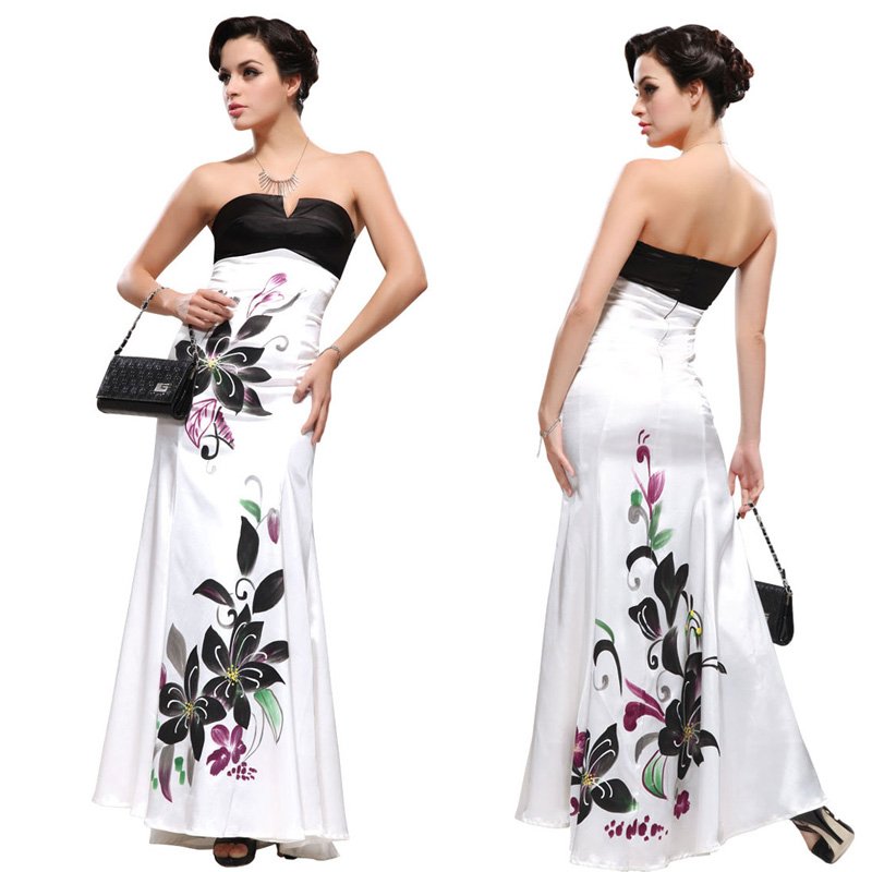 2012 new fashion Women Dress ,Long section of the Chinese wind printing banquet Slim tuxedo