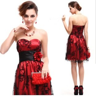 2012 new fashion Women dress, Red short paragraph elegant lace Bra dress