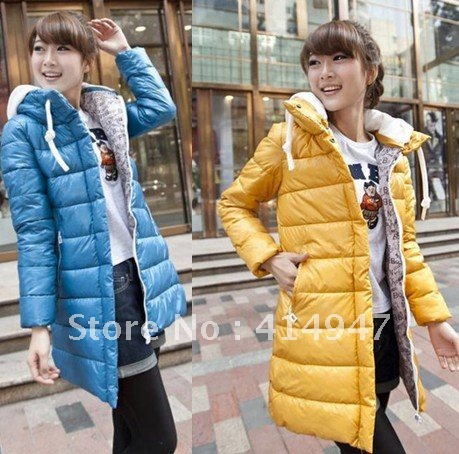 2012 new fashion women jacket long  coat ladies winter warm padded parka hood overcoat thick clothing  Free shipping