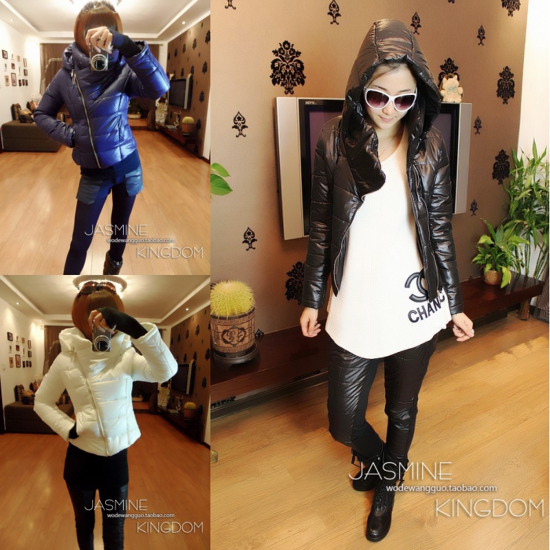 2012 New Fashion Women's Cotton Wadded Jacket Coats Hoodied Winter Zip Down Parka Outwear Female 5 Colors