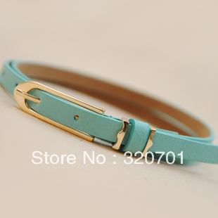 2012 New Fashion Women's Cute Nice Candy colors Pigskin leather Thin Belt
