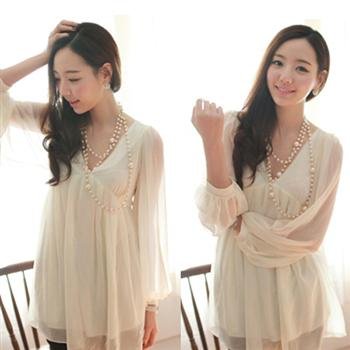 2012 new fashion women's full sleeve  chiffon blouse#12319