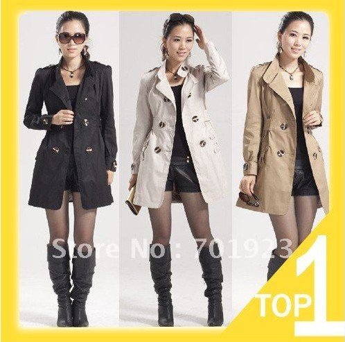 2012 New Fashion Women's Slim Fit  Double-breasted Coat Casual jacket Outwear free shopping Y2018