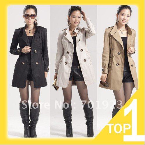 2012 New Fashion Women's Slim Fit Trench Double-breasted Coat Casual Outwear free shopping Y2018