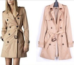 2012 New Fashion Womens' Brand classic Double breasted Trench Quality elegant slim outwear classic coat Vogue