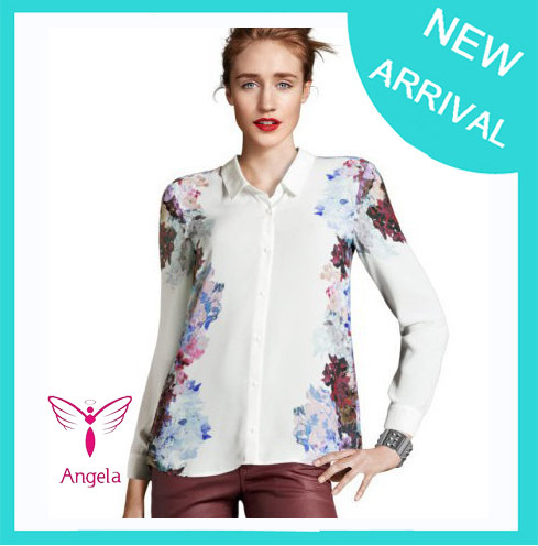 2012 new fashion womens' Long Sleeve Floral print Blouse Shirt casual cozy elegant tops gorgeous brand design  WSH-060
