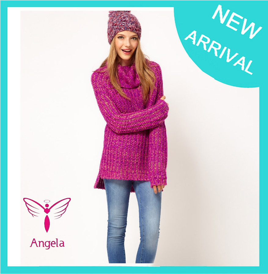 2012 New Fashion Womens' thick turtle neck Long pullover sweater long sleeve Casual knitwear quality knitting stretchable WS-029