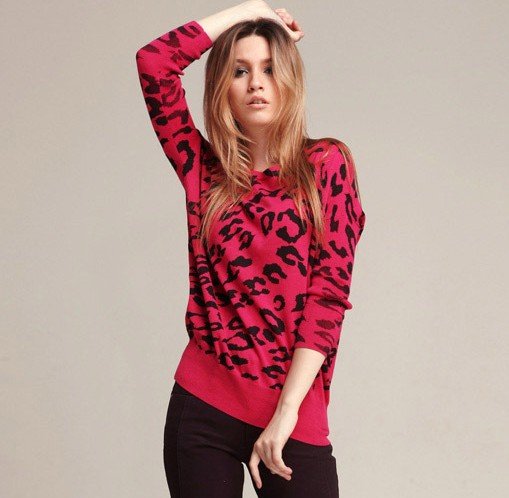 2012 New Fashion Womens' vantage Basic Sexy Leopard print Womens' pullover round neck Sweaters Casual knitwear quality knitting