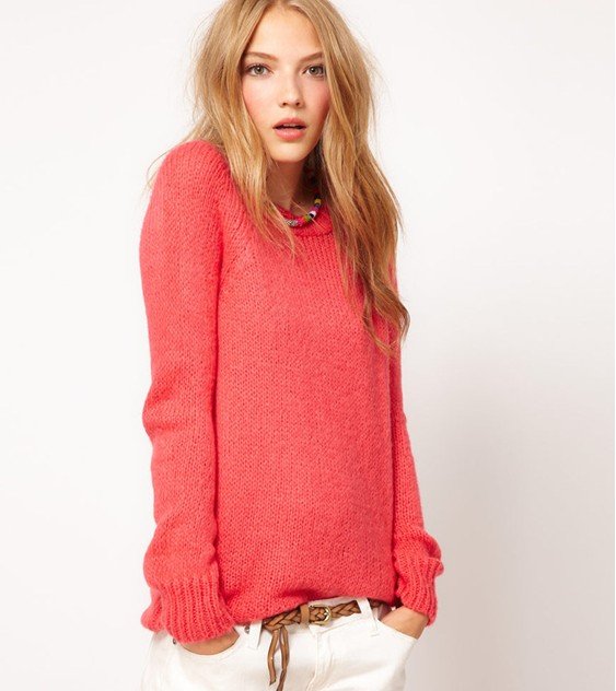 2012 New Fashion Womens' vantage solid color basic pullover sweater round neck long sleeve Casual knitwear quality knitting