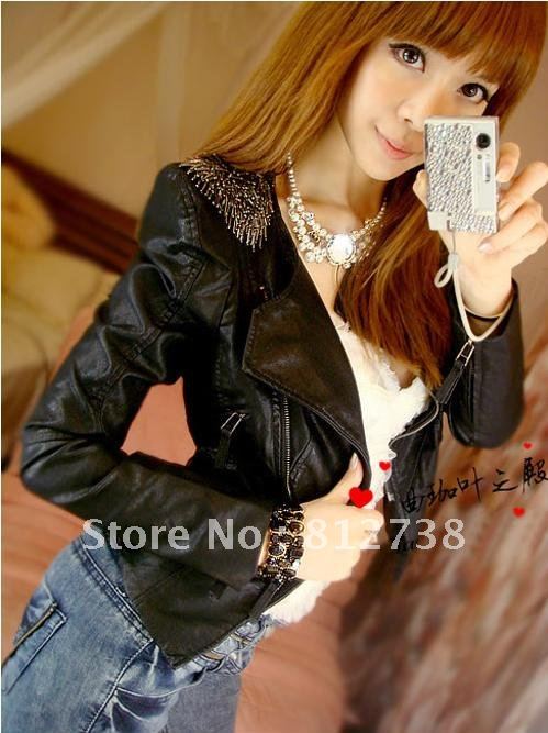 2012 new female han edition motorcycle jacket, tassel zipper leather coat ,free shipping