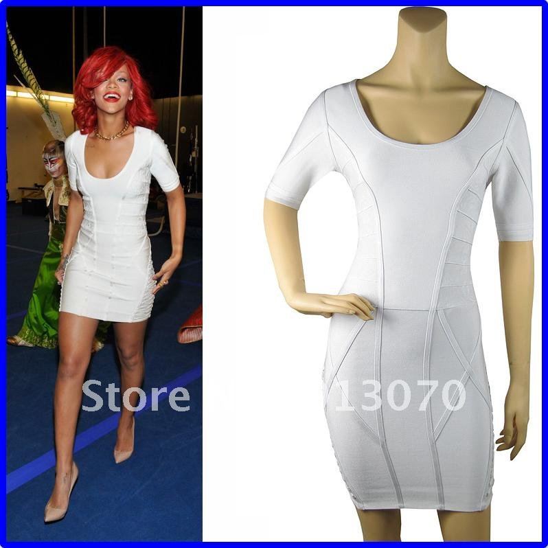 2012 New !!! Free Shipping Sexy Sheath Round Collor Short Cap Sleeve Knitted Bandage Celebrity Company Conference dress A-0758