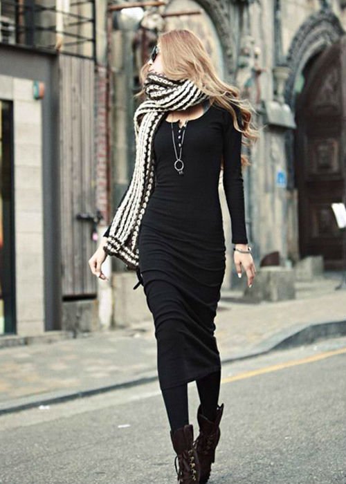 2012 NEW FREE SHIPPING SEXY STRETCH LONG SLEEVE  MAXI LONG DRESS COLOR BLACK SIZE S/M 0029#