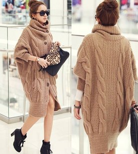 2012 new free shipping women's  Bat sleeve relaxed Sweater Coat