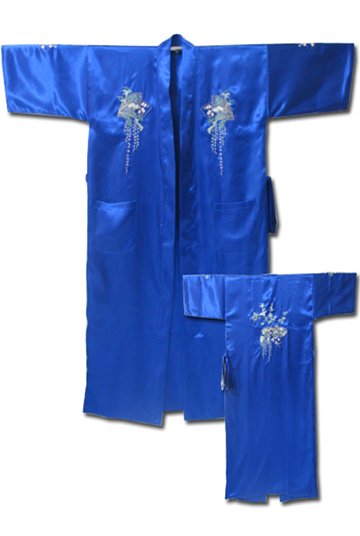 2012 NEW HOT Blue   Chinese womens robe gown sleepwear  one size style