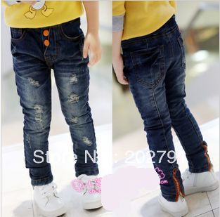 2012 new hot design 5pcs/lot wholesale baby girl's boy's thick winter pants children casual jeans denim trouses Free shipping