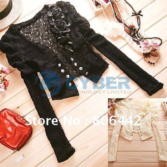 2012 New Hot Fashion Cozy Women's Hollow Out Lace Shrug Short Blouse Top Jacket Coat Outwear Free Shipping 7852