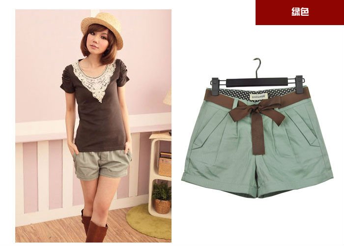 2012 New Hot Free Shipping Wholesale Fahion Korea Shorts For Women with Belt Ladies' Trousers Casual Short Pants Fashion Shorts